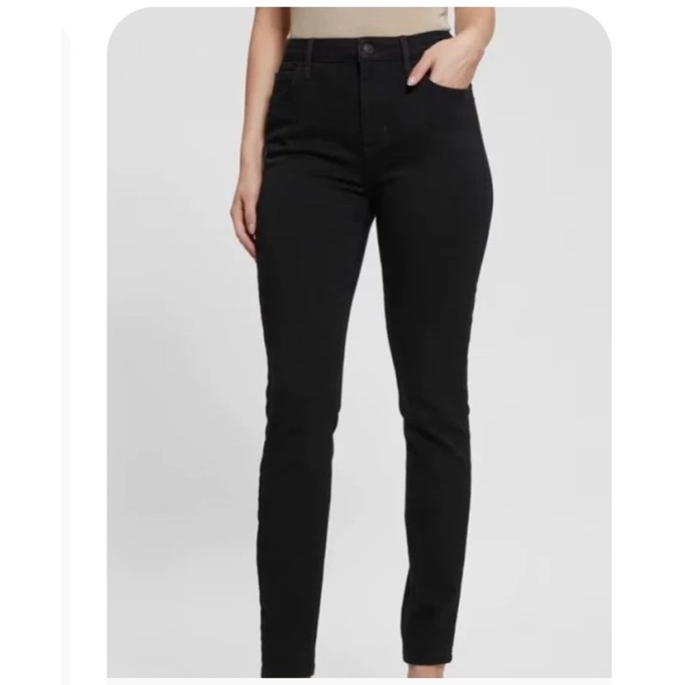 Guess Jeans Womens Stretch Black High Waist Narrow Leg Black‎ Pants Sz 25